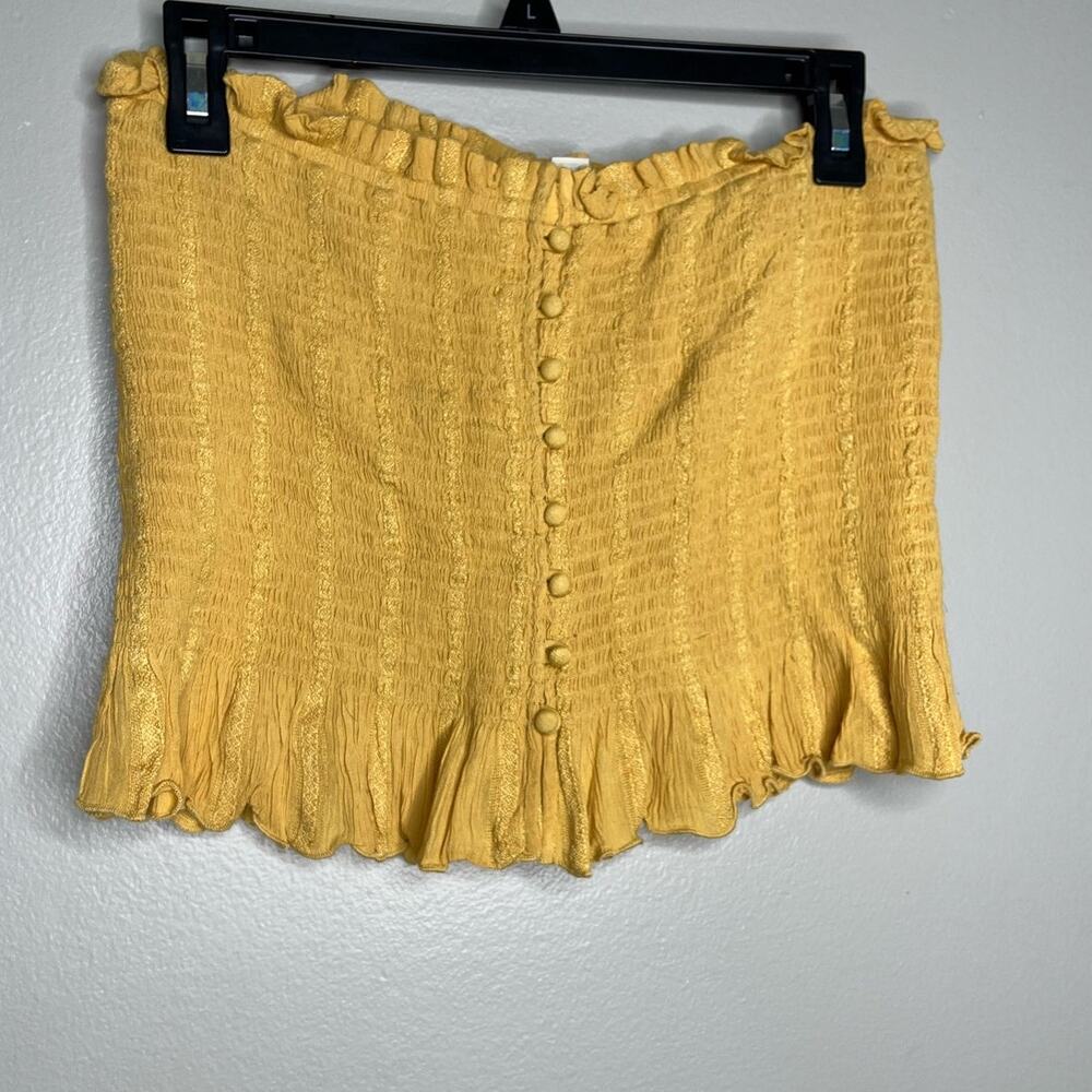 American Eagle Mustard Yellow Scrunch Ruffle Detail Womens Tube Top Size Large